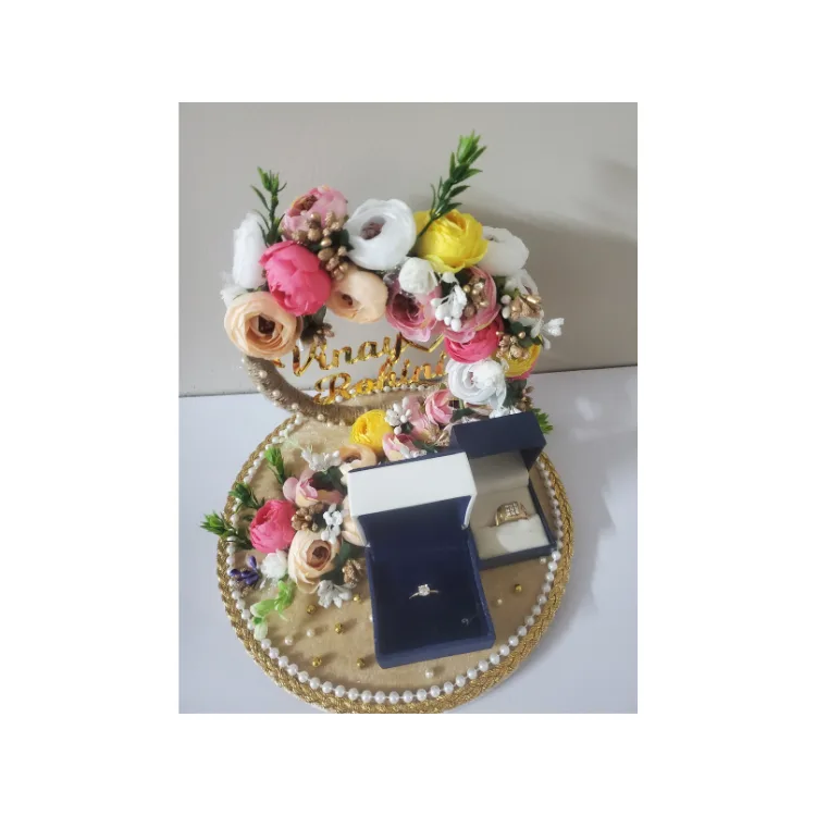 Personalised Engagement Floral Ring Tray with Name